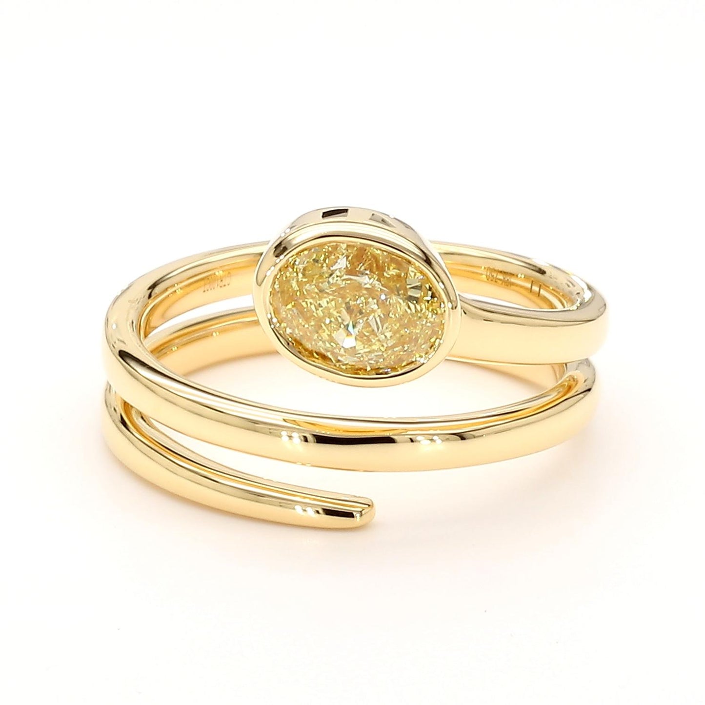 GIA Certified Fancy Yellow Oval Diamond 1.00 Carat TW Gold Cocktail Ring