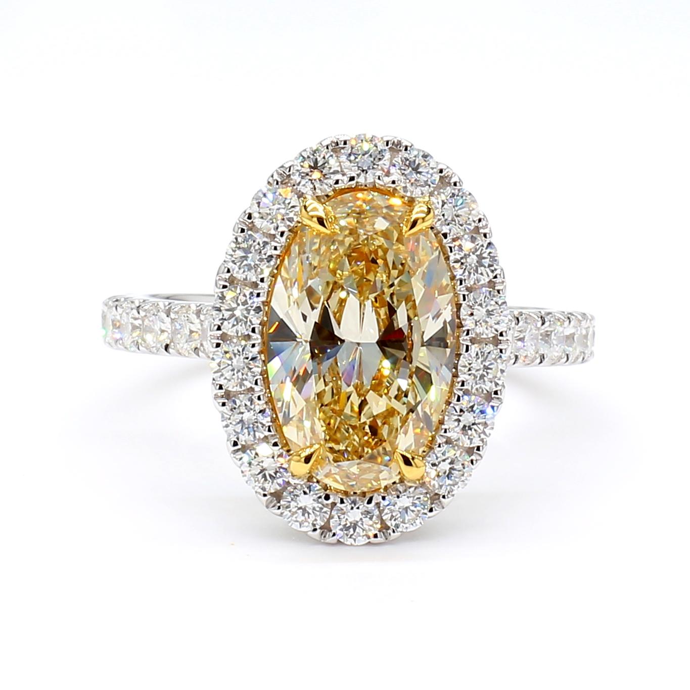 GIA Certified Fancy Brownish Yellow Oval Diamond 4.06 Carat TW Cocktail Ring