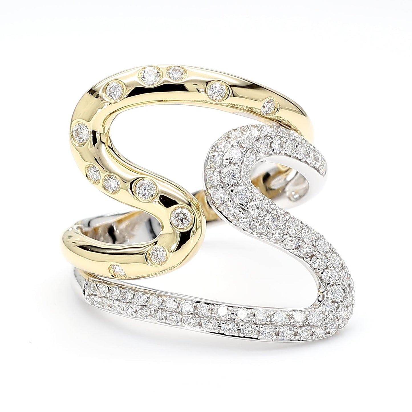 Natural White Round Diamond 0.72 Carat TW Gold Cocktail Ring