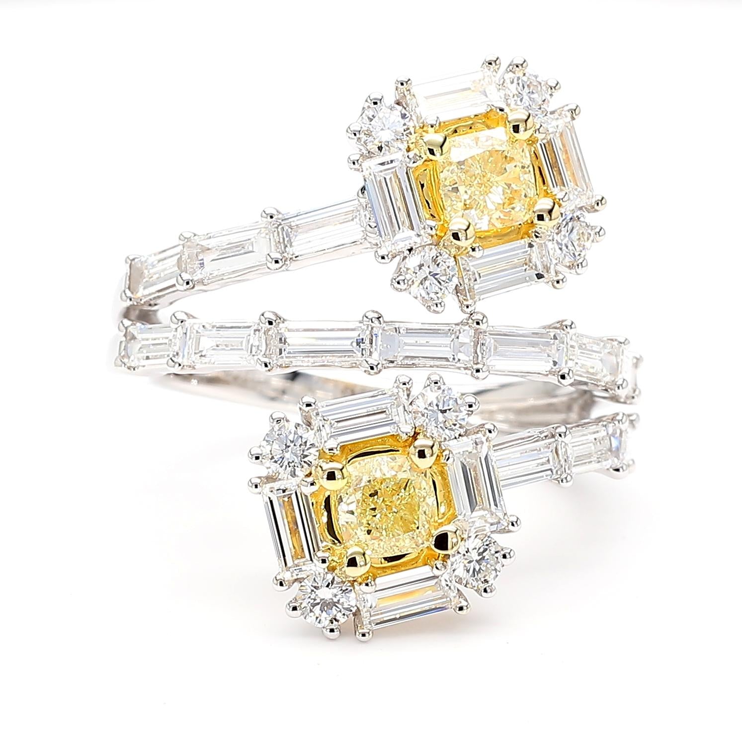 Natural Yellow Cushion Diamond 2.48 Carat TW Gold Cocktail Ring