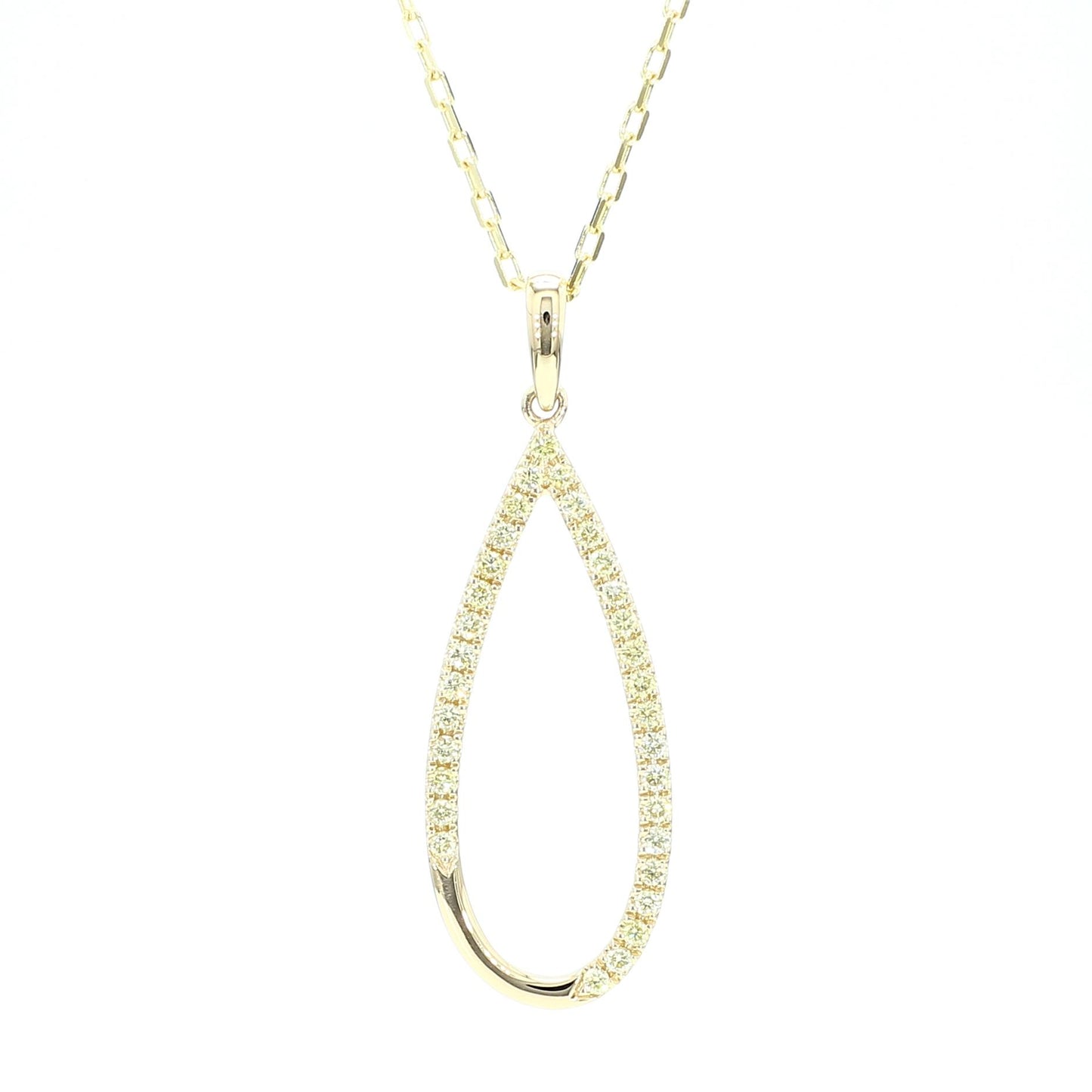 Natural Yellow Round Diamond .28 Carat TW Gold Drop Pendant