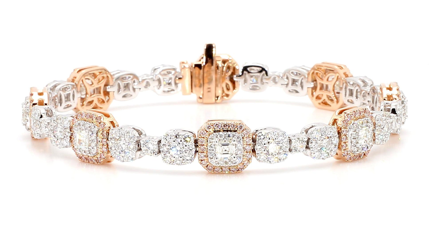 Natural White Emerald Diamond 6.04 Carat TW Gold Tennis Bracelet