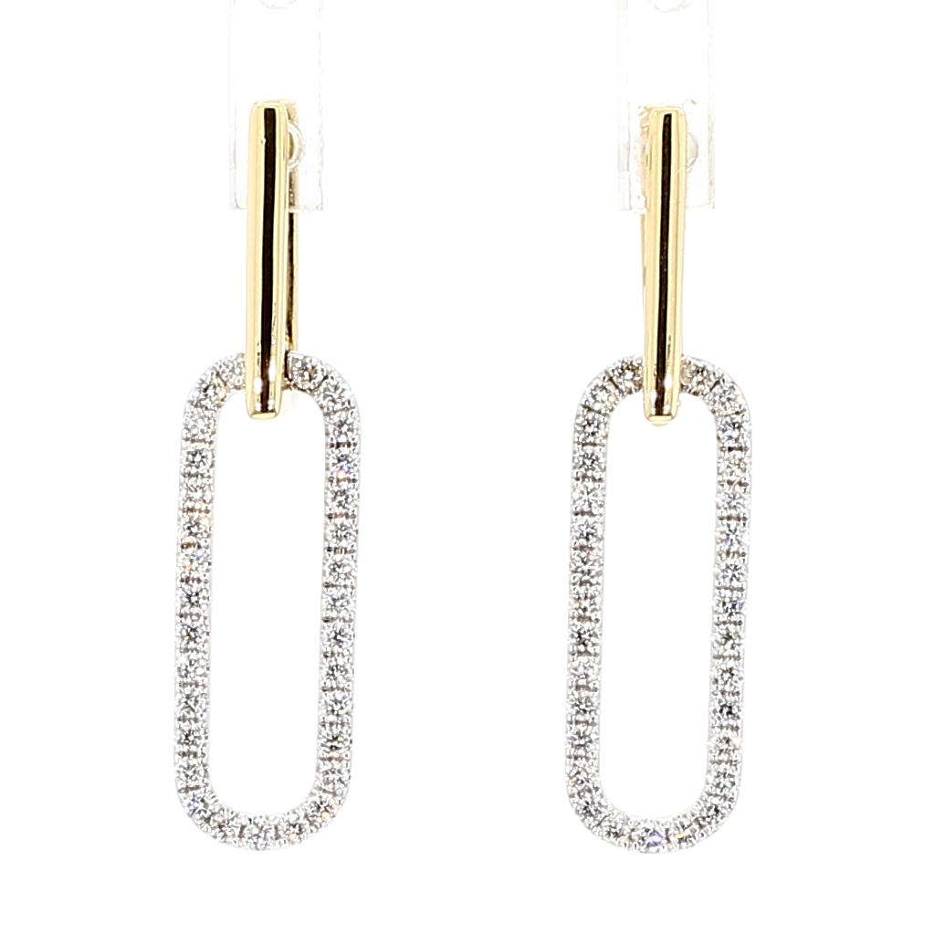 Natural White Round Diamond 0.54 Carat TW Gold Earrings