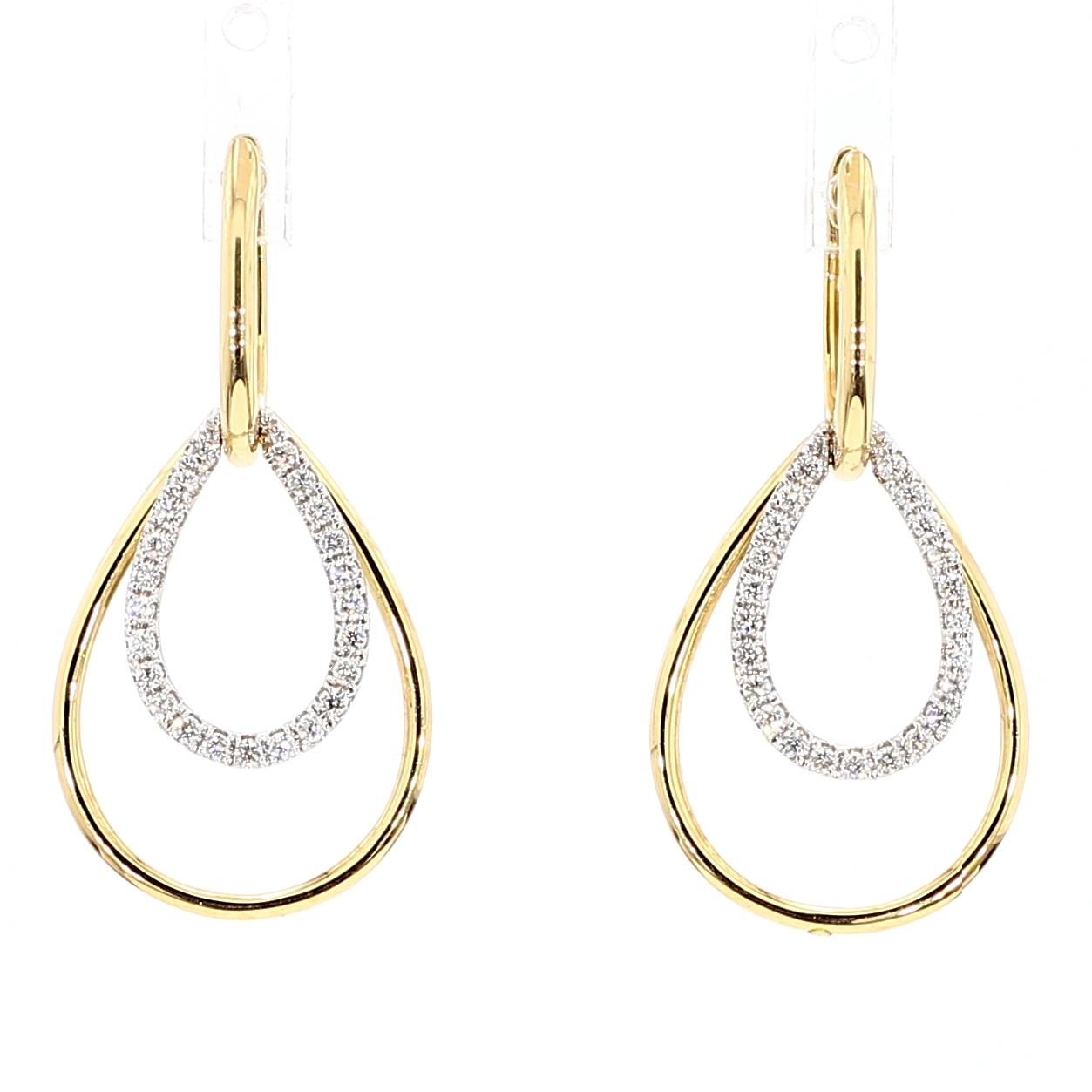 Natural White Round Diamond 0.35 Carat TW Gold Earrings