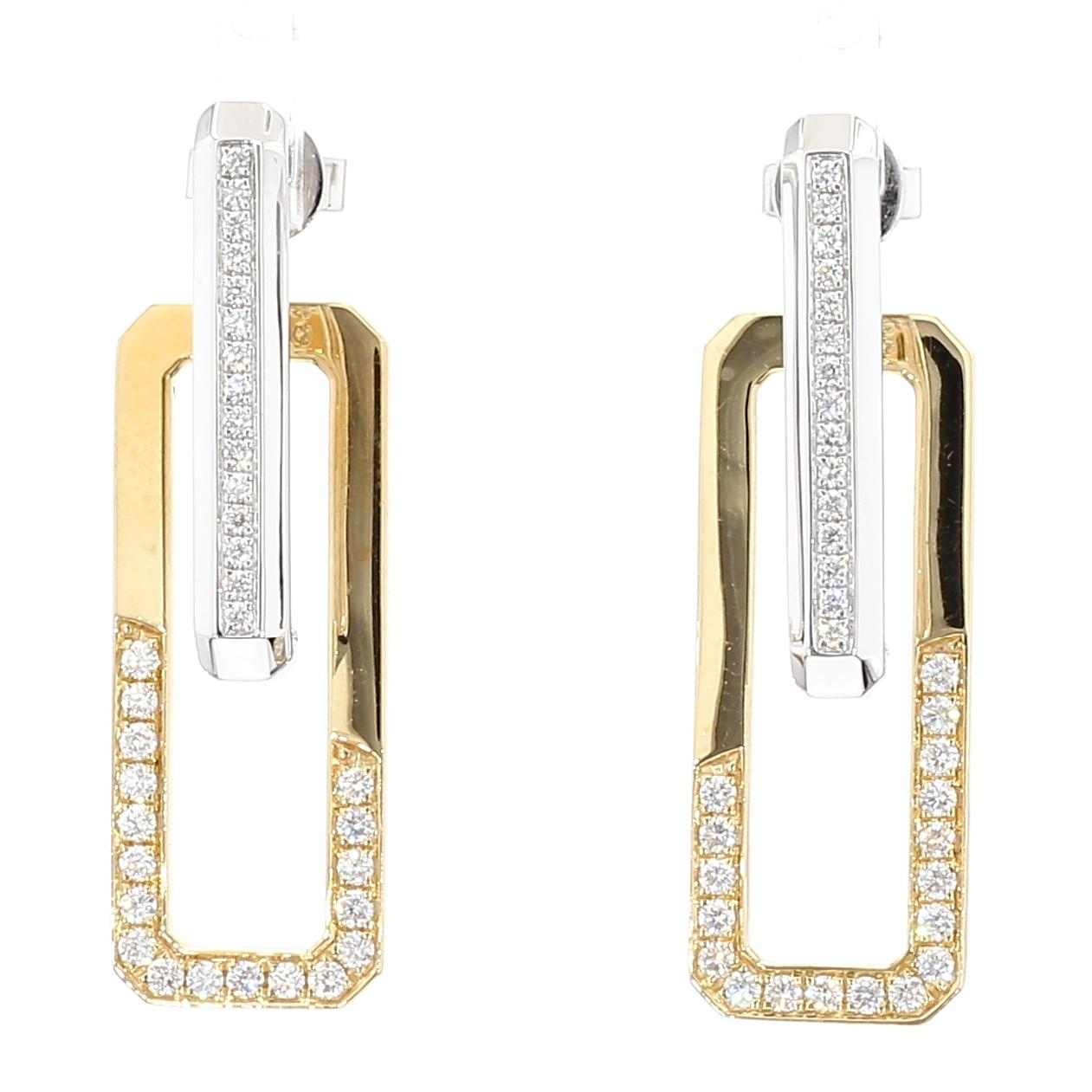Natural White Round Diamond 0.90 Carat TW Gold Earrings