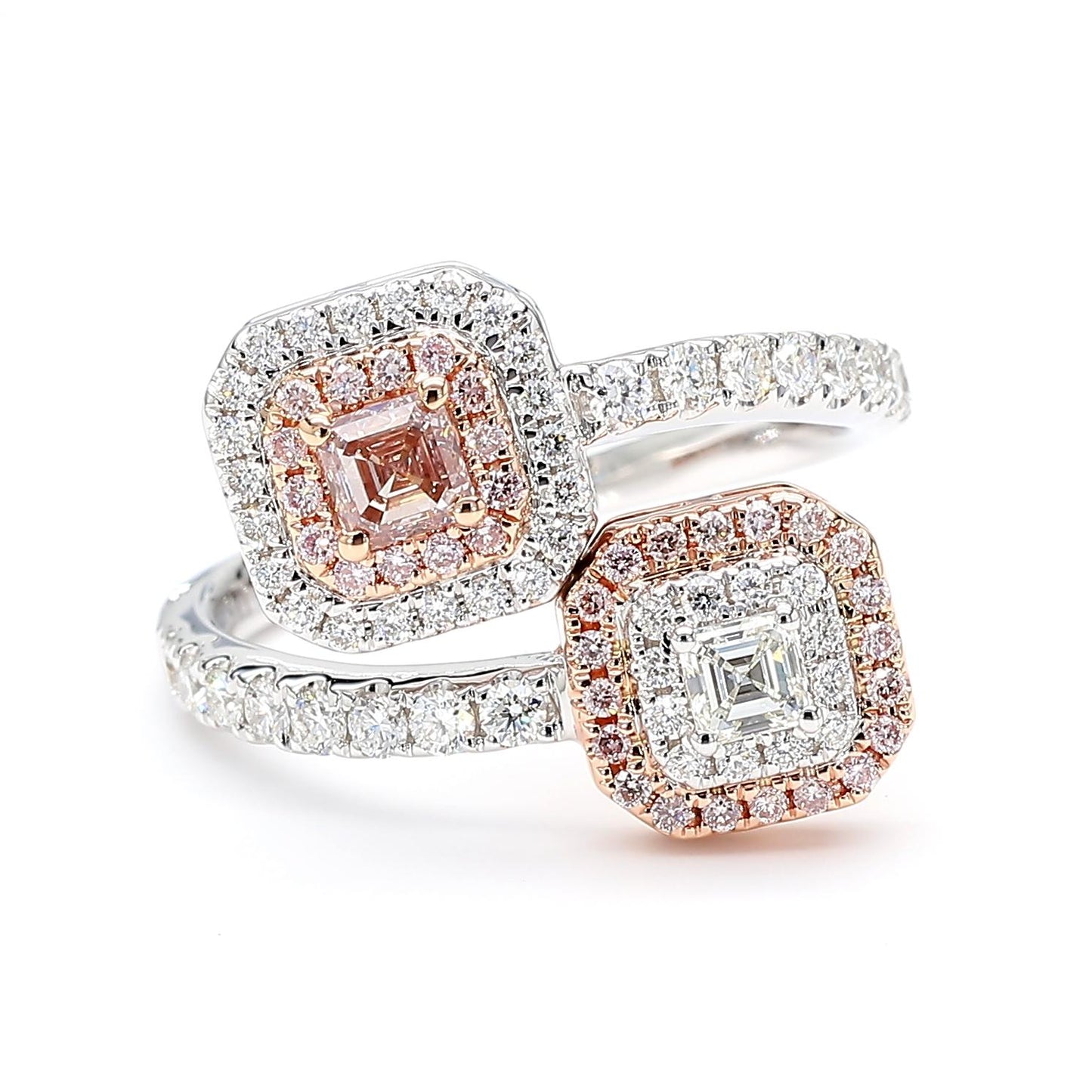 GIA Certified Natural Fancy Brown-Pink Asscher Diamond 1.10 Carat TW Gold Ring