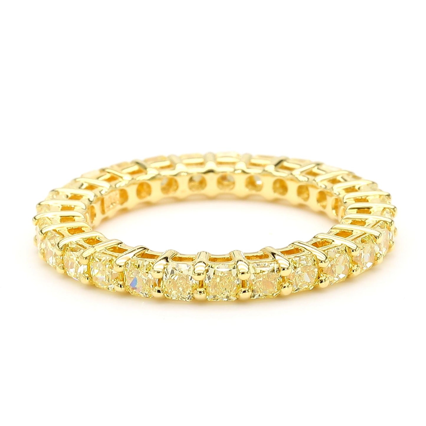 Natural Yellow Radiant Diamond 2.17 Carat TW Gold Wedding Band