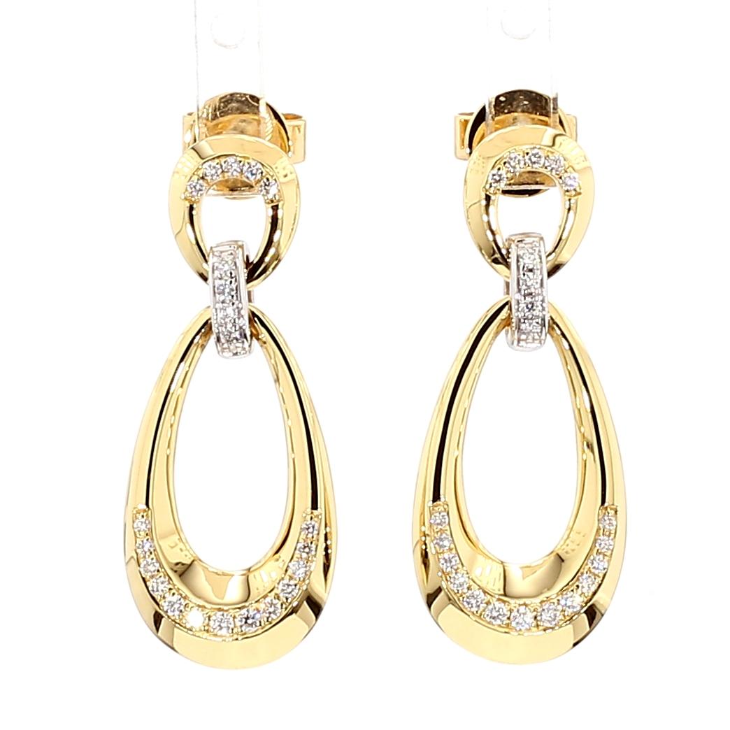 Natural White Round Diamond 0.23 Carat TW Gold Earrings