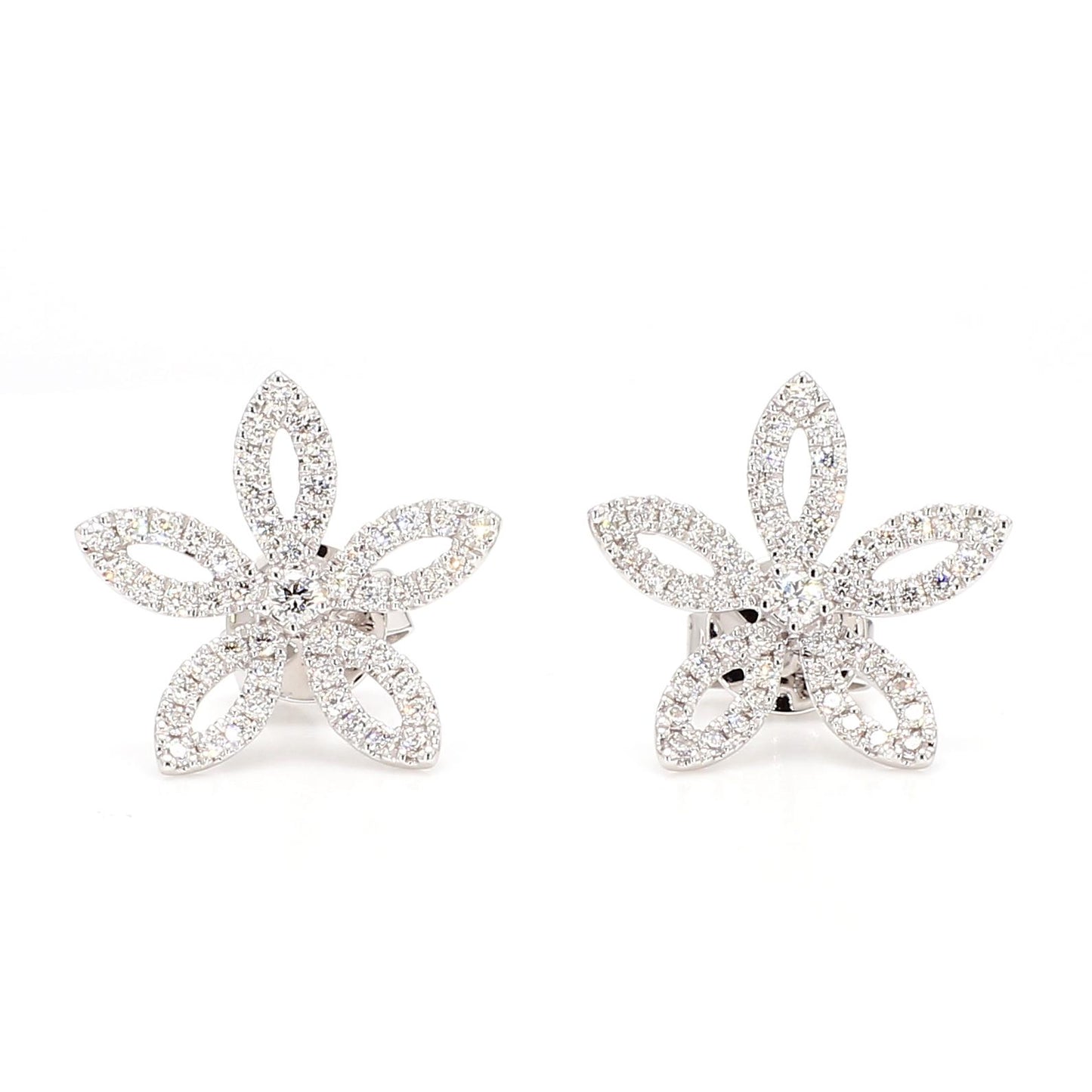 Natural White Round Diamond 0.56 Carat TW Gold Earrings
