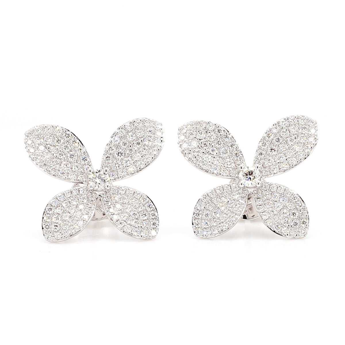 Natural White Round Diamond 0.98 Carat TW Gold Earrings