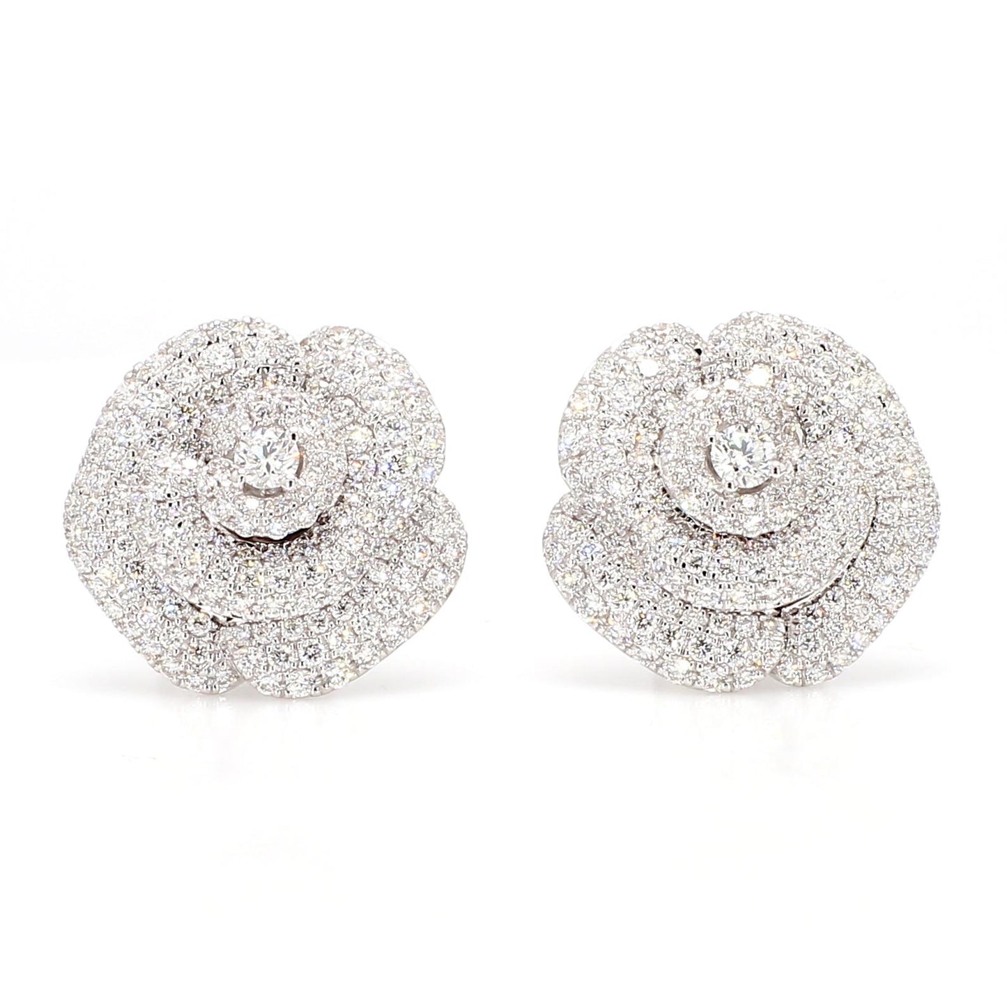 Natural White Round Diamond 1.55 Carat TW Gold Earrings