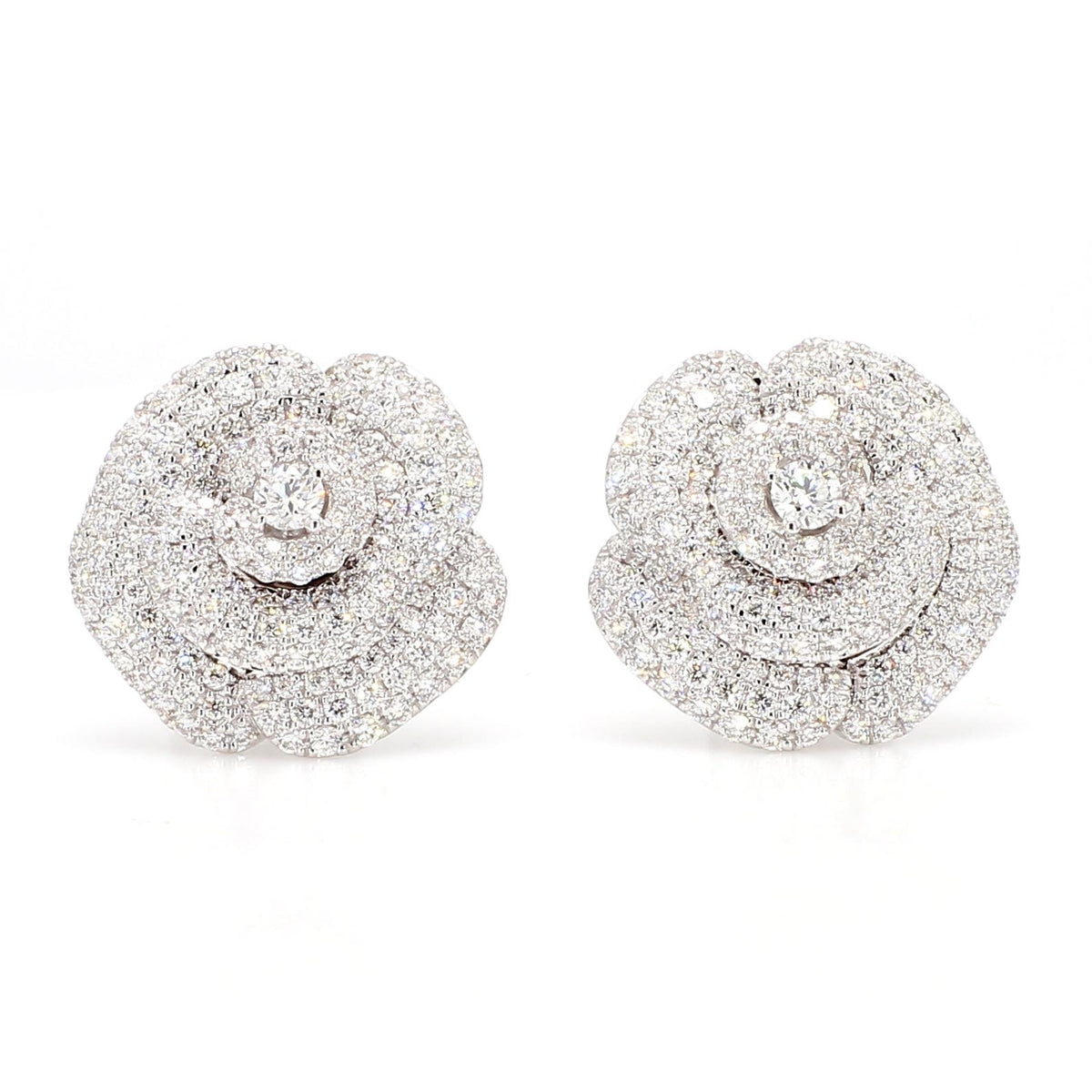Natural White Round Diamond 1.55 Carat TW Gold Earrings