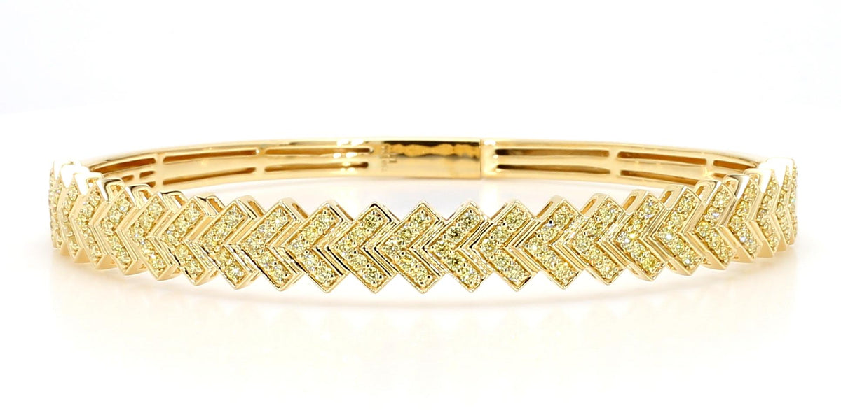 Natural Yellow Round Diamond 1.01 Carat TW Gold Bracelet