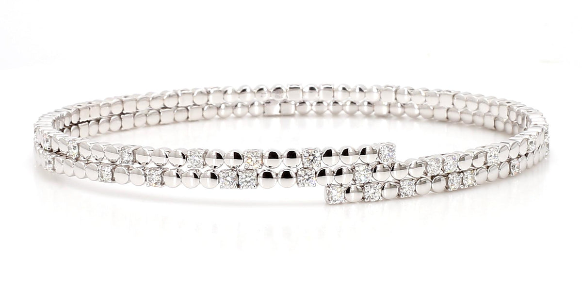 Natural White Round Diamond 1.54 Carat TW Gold Bracelet