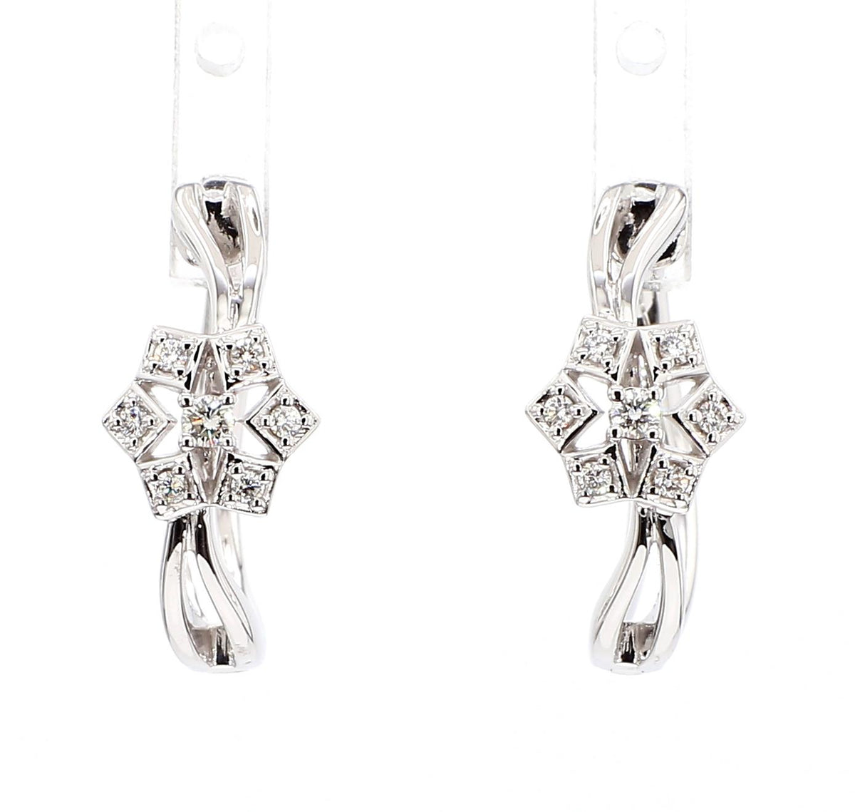 Natural White Round Diamond 0.14 Carat TW Gold Earrings