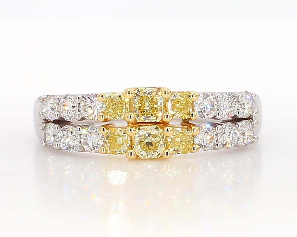 Natural Yellow Radiant Diamond 1.06 Carat TW Gold Wedding Band