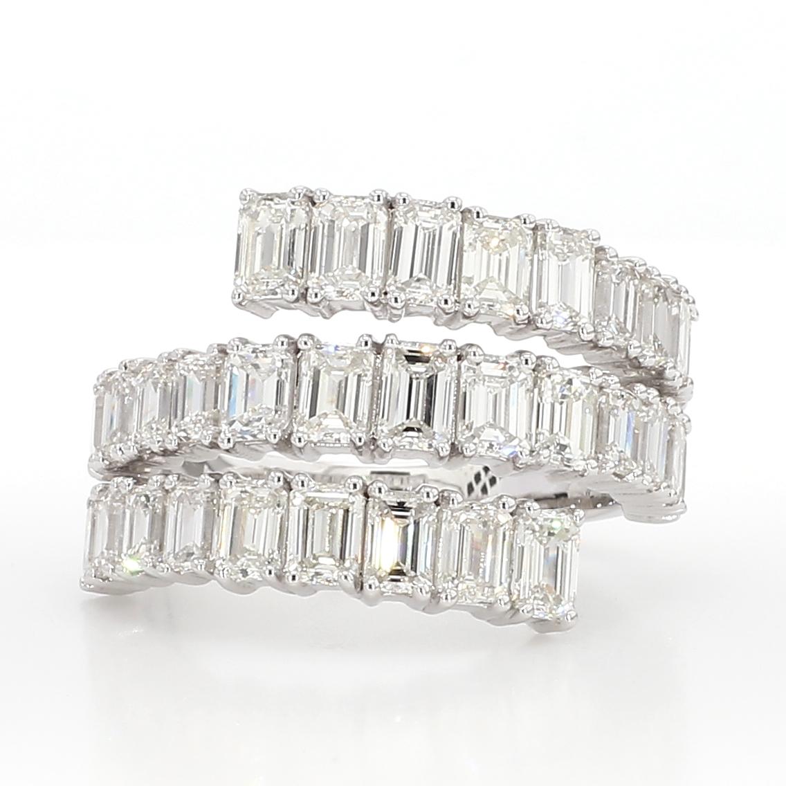 Natural White Emerald Diamond 4.31 Carat TW White Gold Cocktail Band